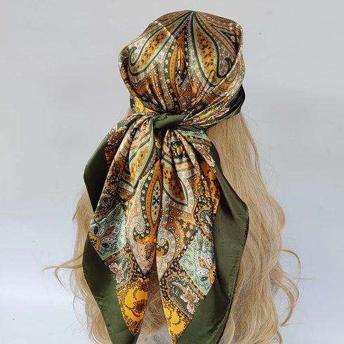 90*90cm Silk Scarf Headwraps For Women Fashion Accessory